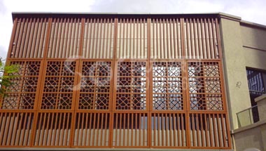 珠海富华里中心塑木格栅窗花