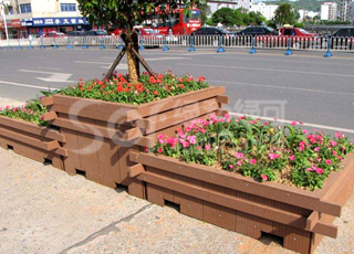 马路木塑仿木花箱/塑木木塑花箱