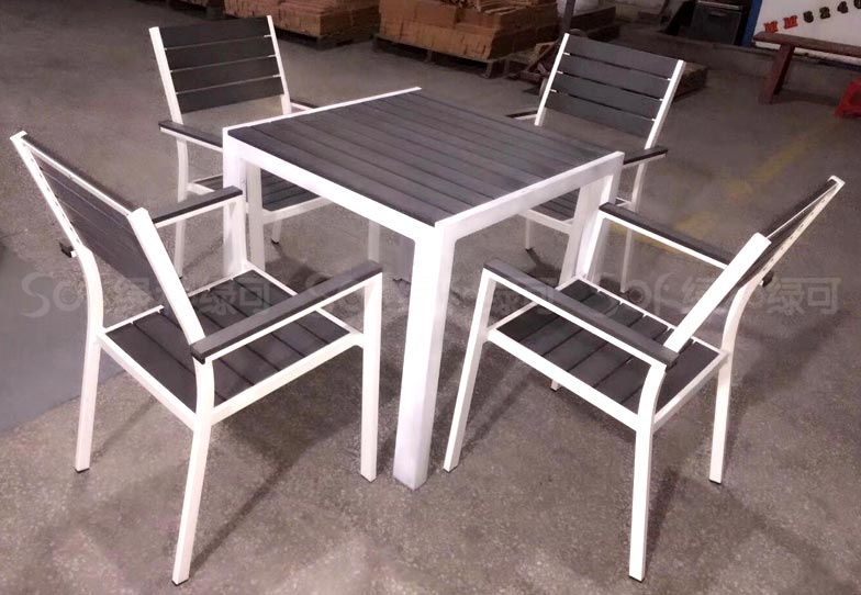 木塑正方形配套桌椅/塑木木塑休闲椅