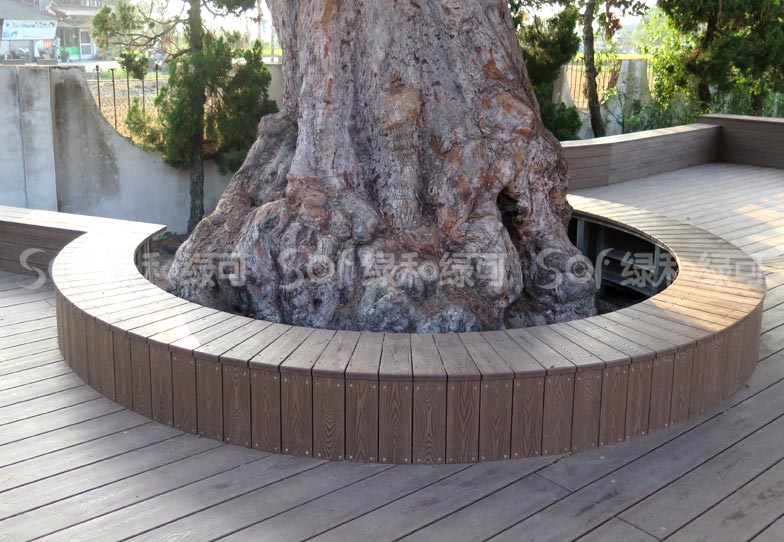 材料名称:塑木圆形围树凳/塑木木塑围树椅