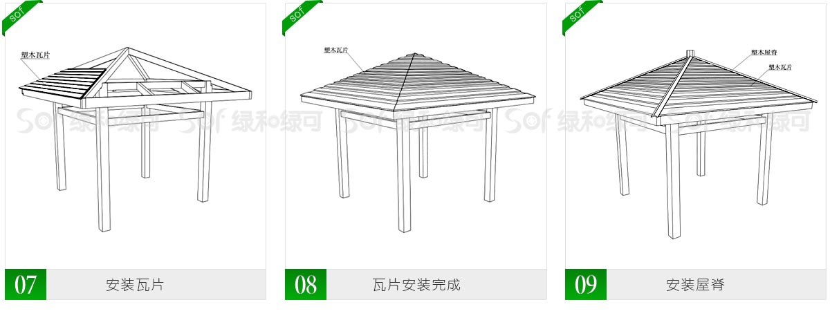 PE木塑凉亭安装方式