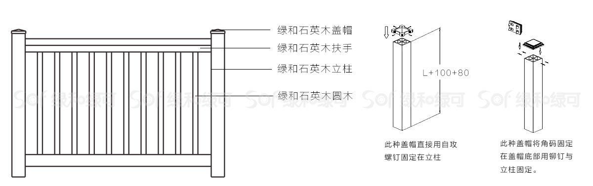 石英塑木户外方柱安装方式