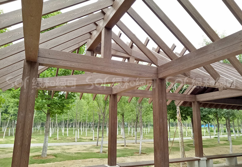 公园碳化木花架/塑木木塑花架