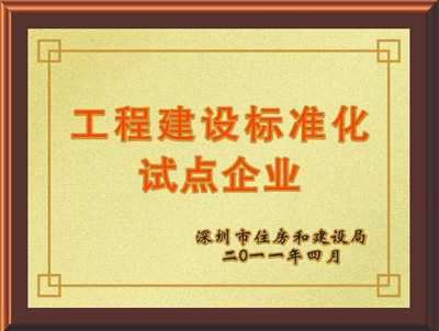 绿和工程建设标准化试点企业证书