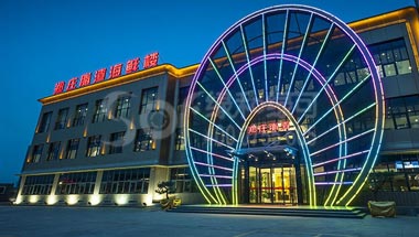 山东青岛郑庄脂渣海鲜酒楼绿可木吊顶格栅
