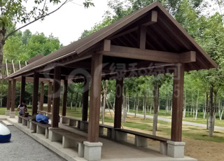 公园休闲木塑长廊/塑木木塑凉亭